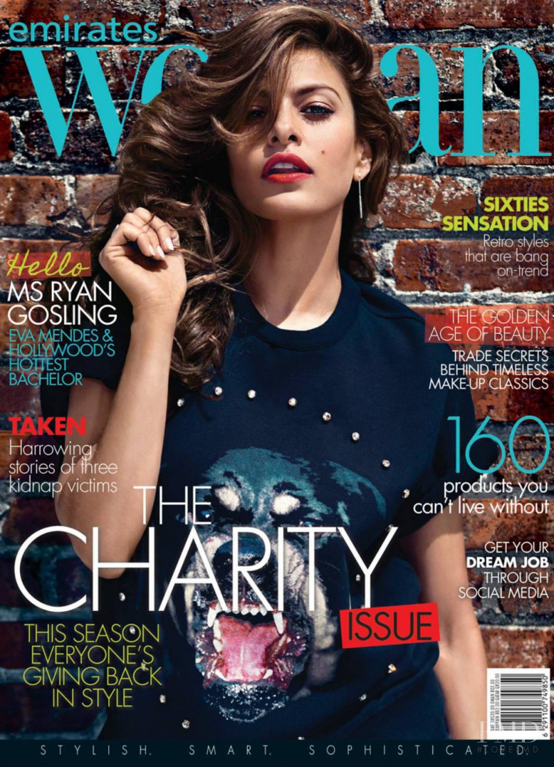 Eva Mendes featured on the Emirates Woman cover from November 2013