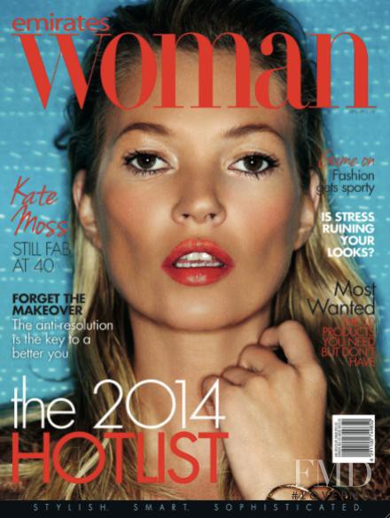 Kate Moss featured on the Emirates Woman cover from January 2014