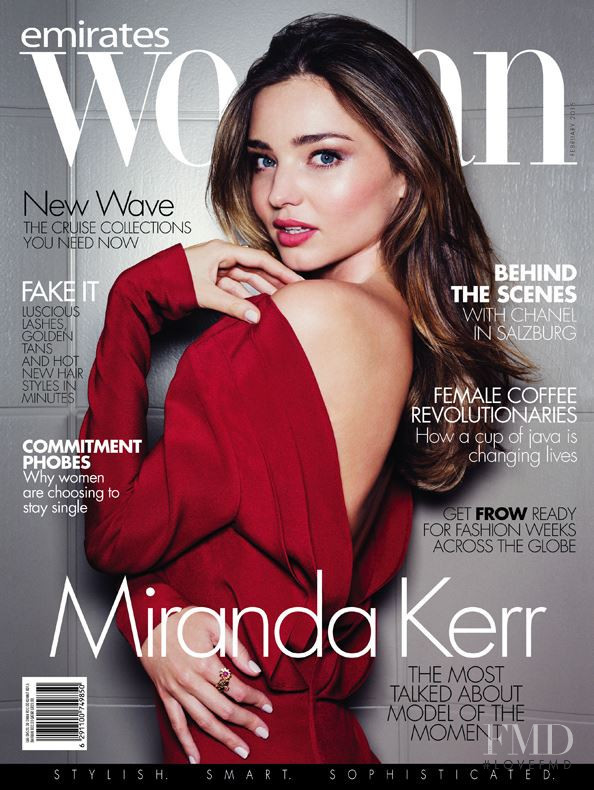 Miranda Kerr featured on the Emirates Woman cover from February 2015