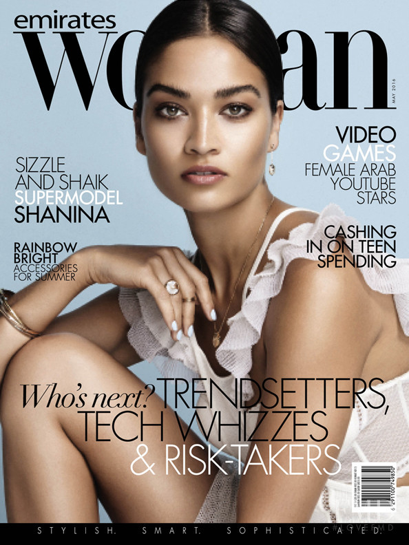 Shanina Shaik featured on the Emirates Woman cover from May 2016
