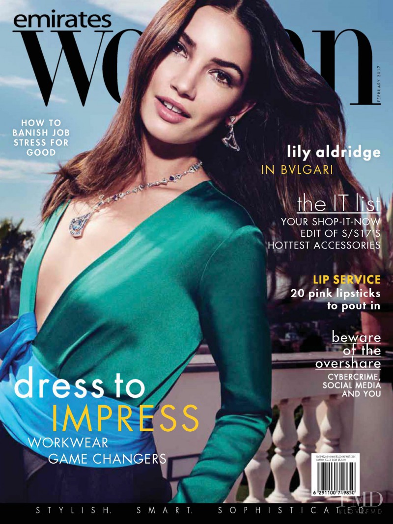 Lily Aldridge featured on the Emirates Woman cover from February 2017