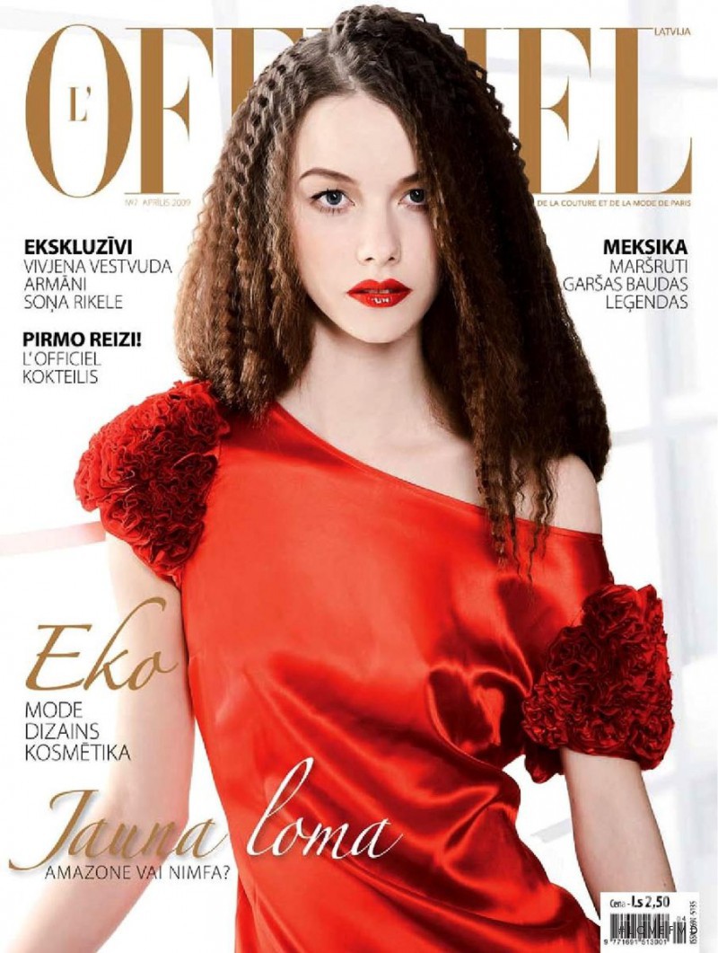 Arnita Baklašova featured on the L\'Officiel Latvia cover from April 2009