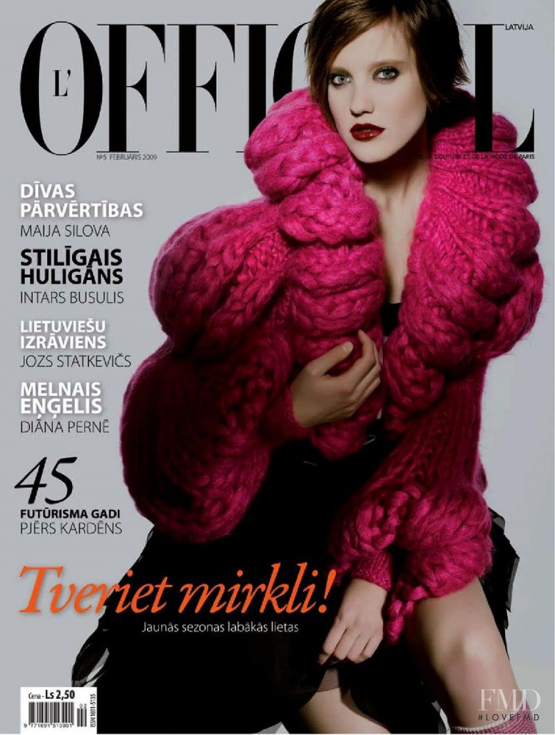 Dace Burkevica featured on the L\'Officiel Latvia cover from February 2009