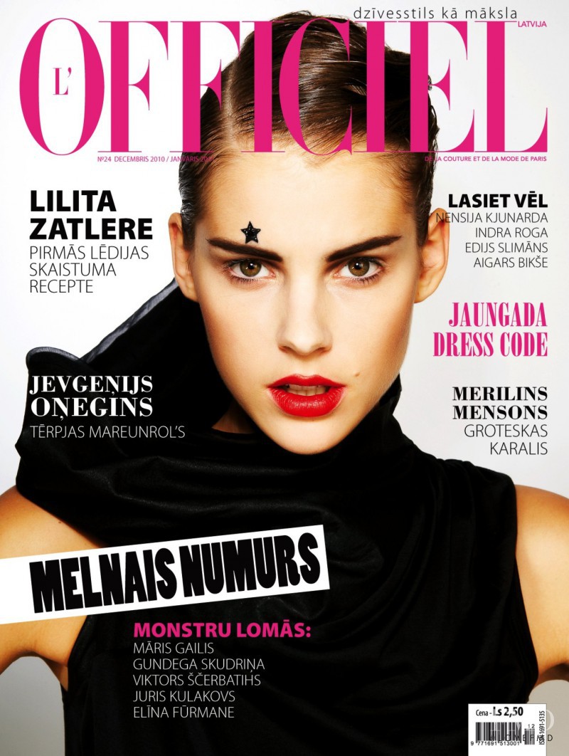 Alisa Znaroka featured on the L\'Officiel Latvia cover from December 2010