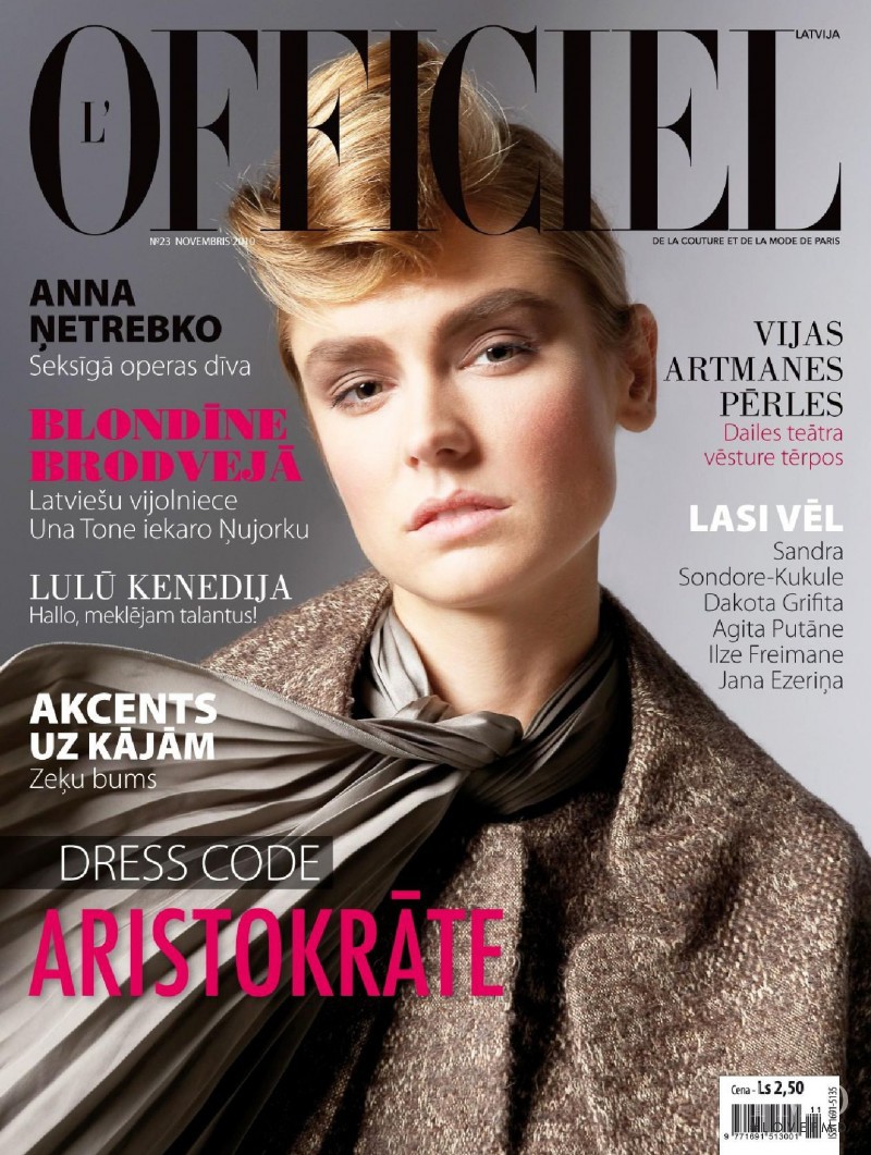 Anete featured on the L\'Officiel Latvia cover from November 2010