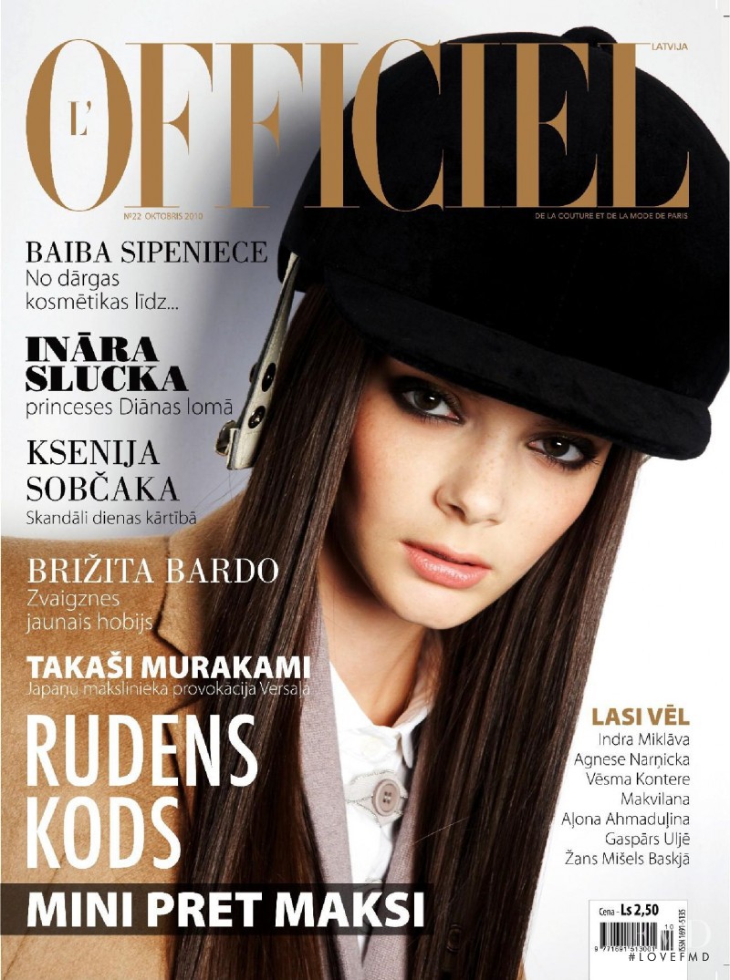 Nikole Ivanova featured on the L\'Officiel Latvia cover from October 2010