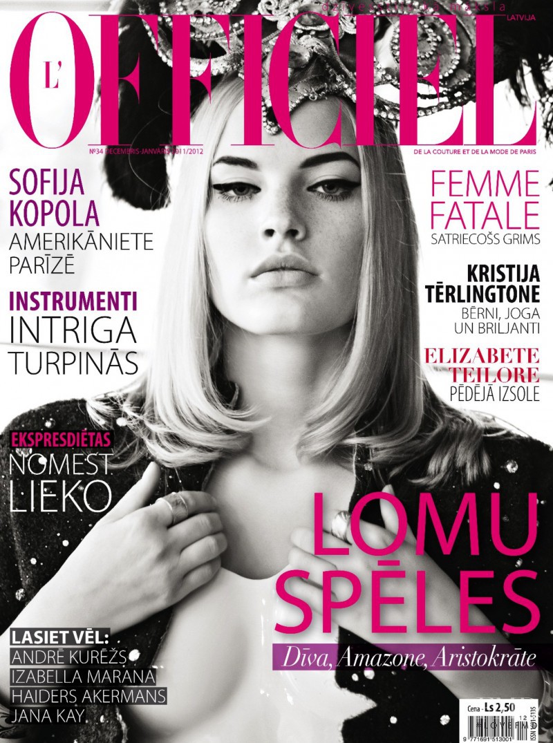 Madara Malmane featured on the L\'Officiel Latvia cover from December 2011