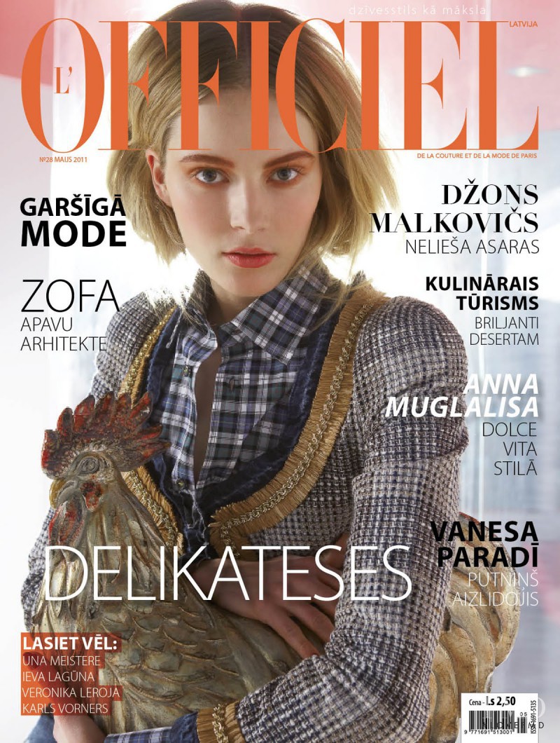 Ieva Laguna featured on the L\'Officiel Latvia cover from May 2011