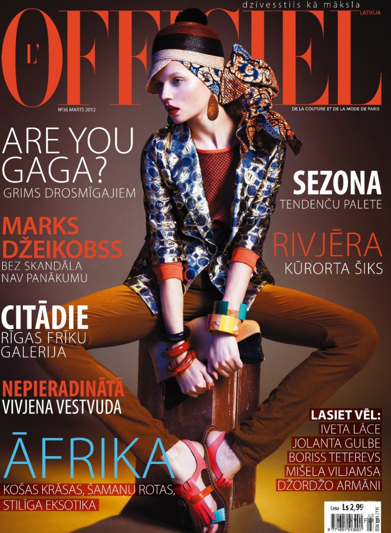 Egle Tvirbutaite featured on the L\'Officiel Latvia cover from March 2012