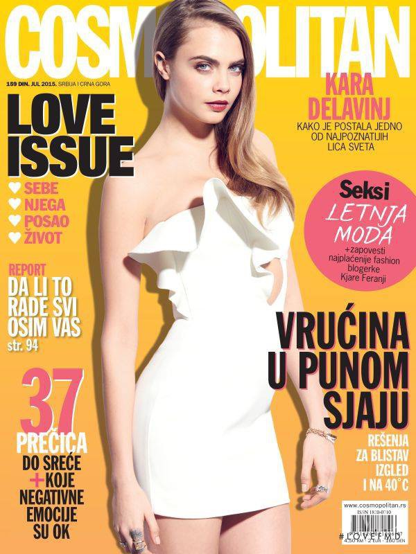 Cara Delevingne featured on the Cosmopolitan Serbia cover from July 2015