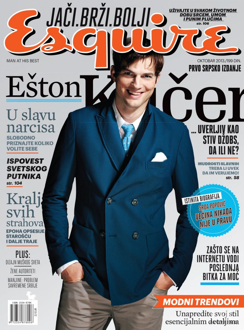 Ashton Kutcher featured on the Esquire Serbia cover from October 2013