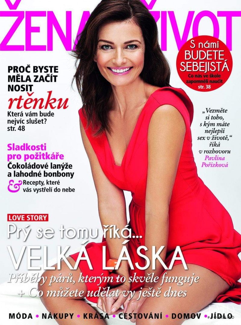 Paulina Porizkova featured on the Zena a zivot cover from February 2015