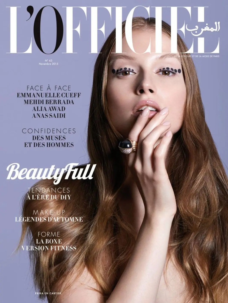 Erika Palkovicova featured on the L\'Officiel Morocco cover from November 2015