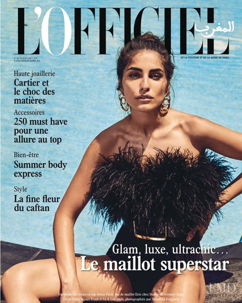 Farnoush Hamidian featured on the L\'Officiel Morocco cover from July 2019