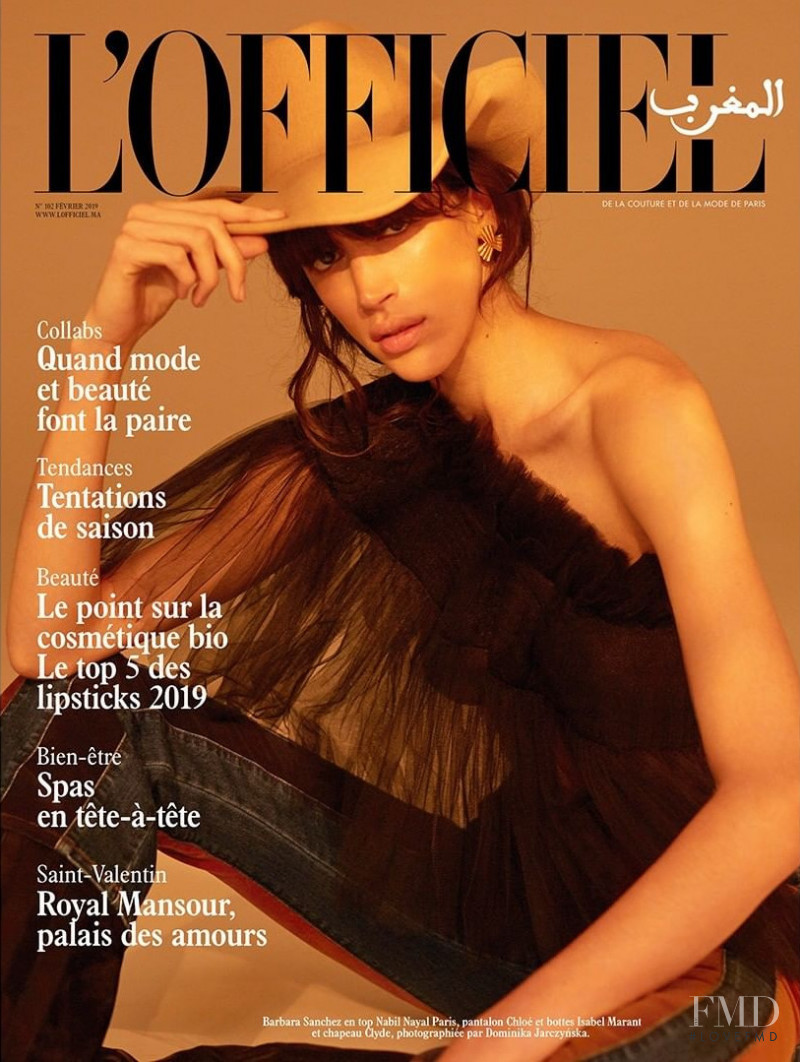 Barbara Sanchez featured on the L\'Officiel Morocco cover from February 2019