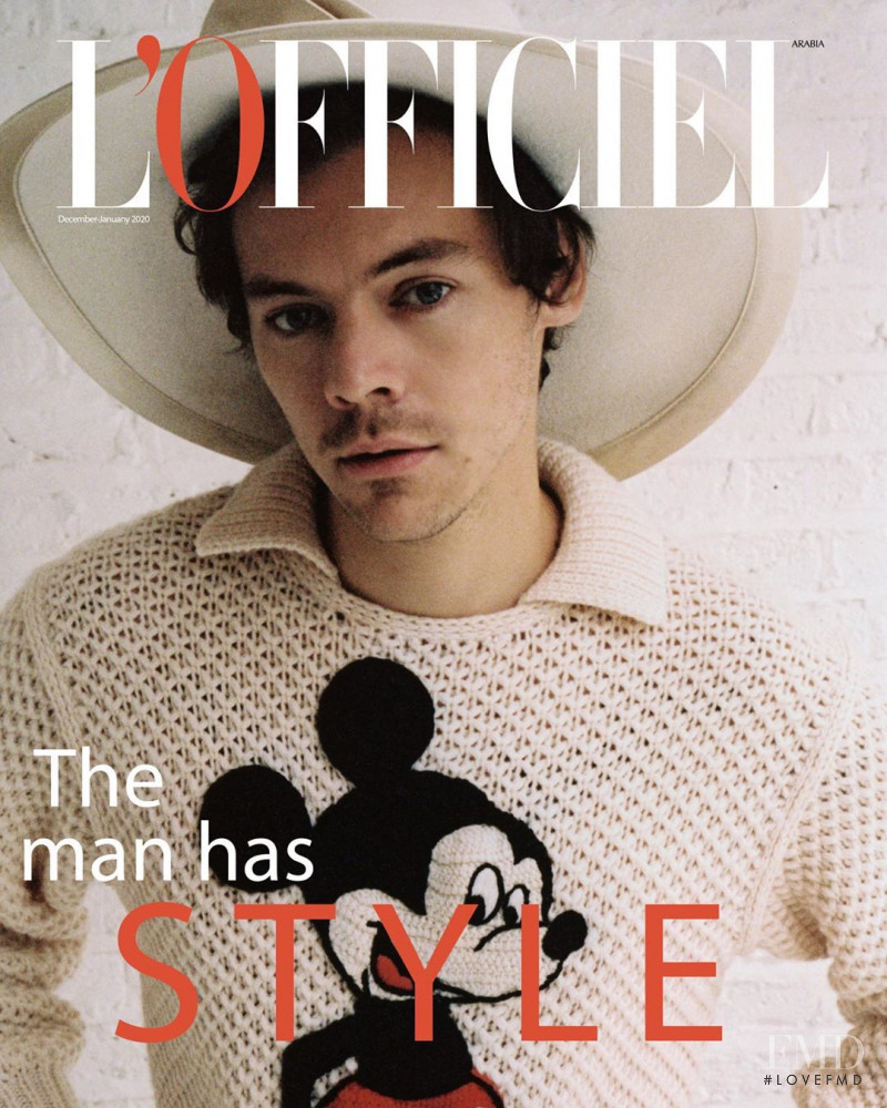 Harry Styles featured on the L\'Officiel Arabia cover from December 2019