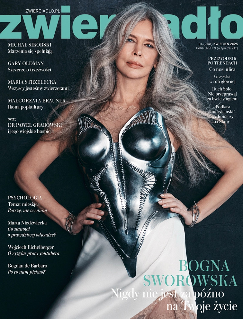 Bogna Sworowska featured on the Zwierciadlo cover from March 2025