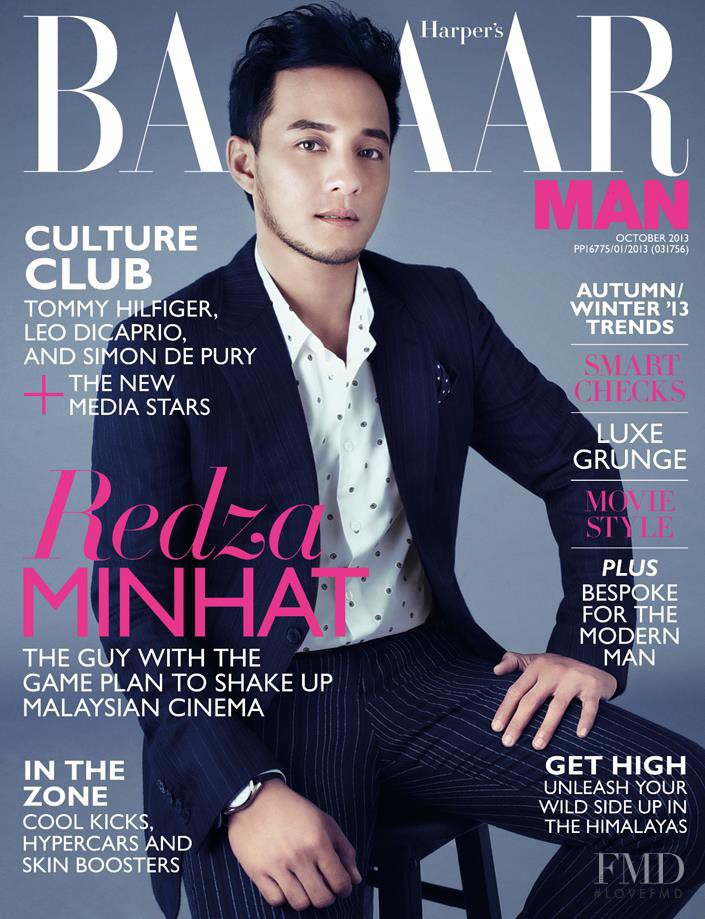 Redza Minhat featured on the Harper\'s Bazaar Man Malaysia cover from October 2013