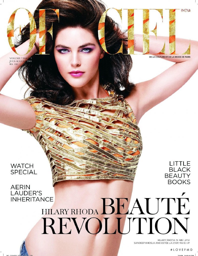 Hilary Rhoda featured on the L\'Officiel India cover from July 2008