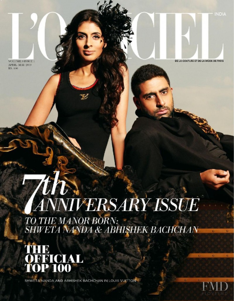 Shweta Nanda & Abhishek Bachchan featured on the L\'Officiel India cover from April 2009