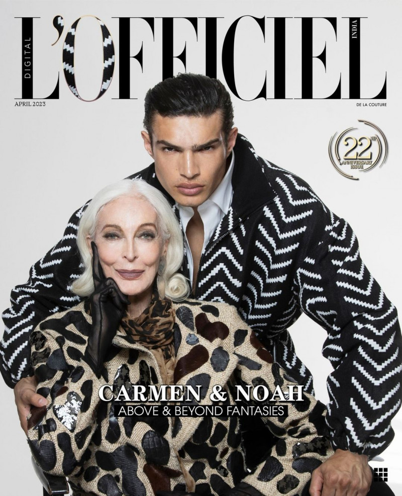 Carmen Dell\'Orefice, Noah Luis Brown featured on the L\'Officiel India cover from April 2023