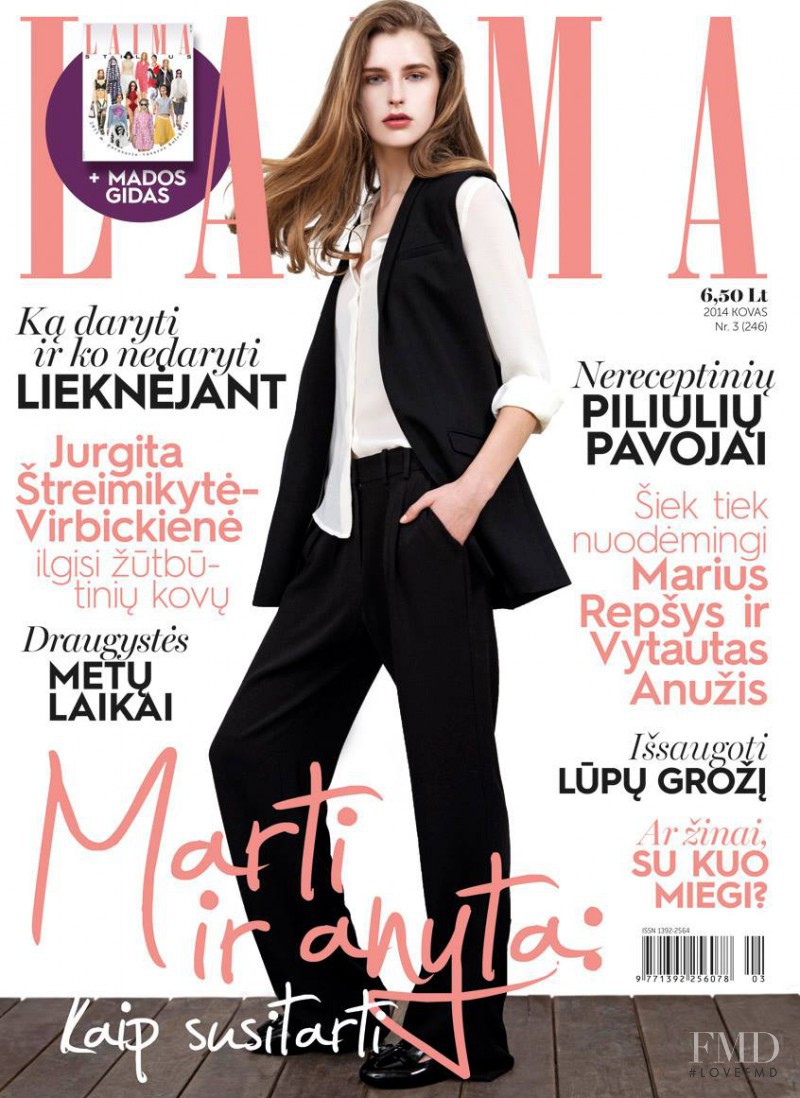 Ieva Palionyte featured on the Laima cover from March 2014