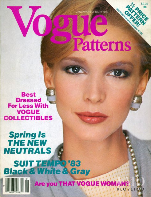 Karen Bjornson featured on the Vogue Patterns cover from January 1983