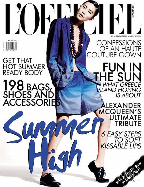 Liu Wen featured on the L\'Officiel Singapore cover from May 2010
