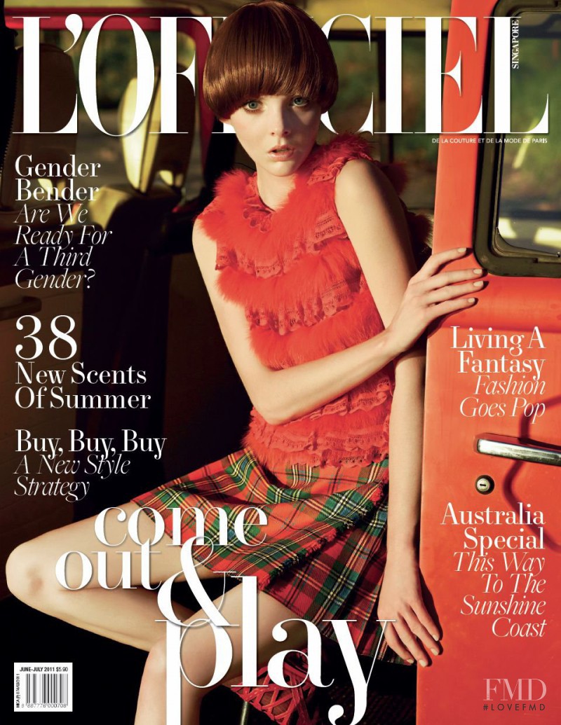 Emily Wake featured on the L\'Officiel Singapore cover from June 2011