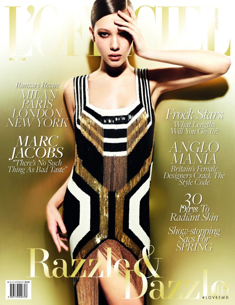 Dasha Fedotova featured on the L\'Officiel Singapore cover from March 2012