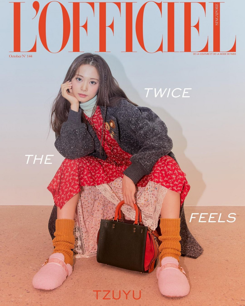 Tzuyu featured on the L\'Officiel Singapore cover from October 2021