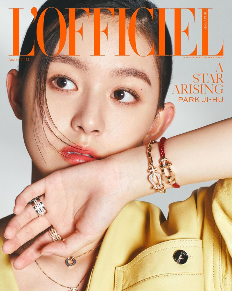 Park Ji-Hu featured on the L\'Officiel Singapore cover from August 2022