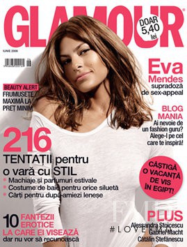 Eva Mendes featured on the Glamour Romania cover from June 2009