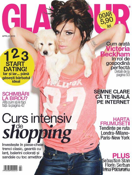 Victoria Beckham featured on the Glamour Romania cover from April 2010