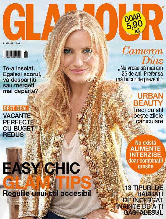 Cameron Diaz featured on the Glamour Romania cover from August 2010