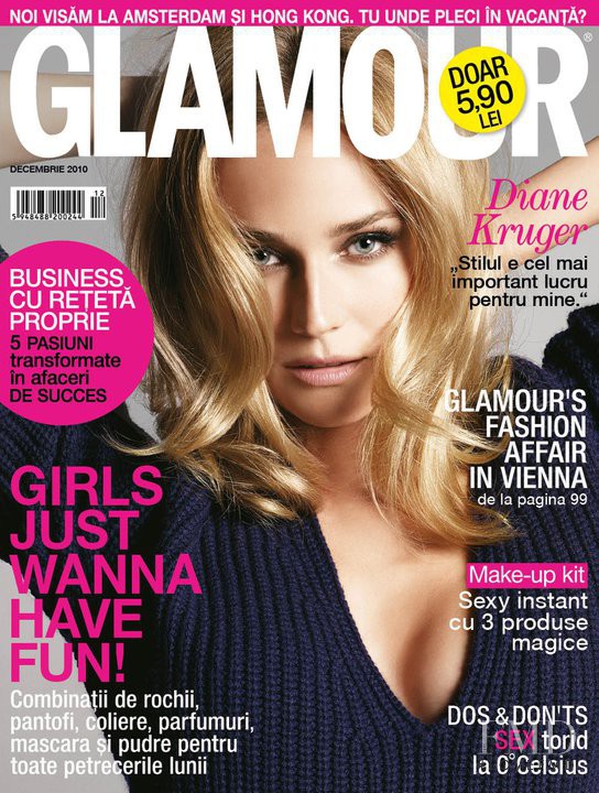 Diane Heidkruger featured on the Glamour Romania cover from December 2010
