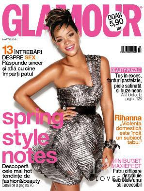 Rihanna featured on the Glamour Romania cover from March 2010