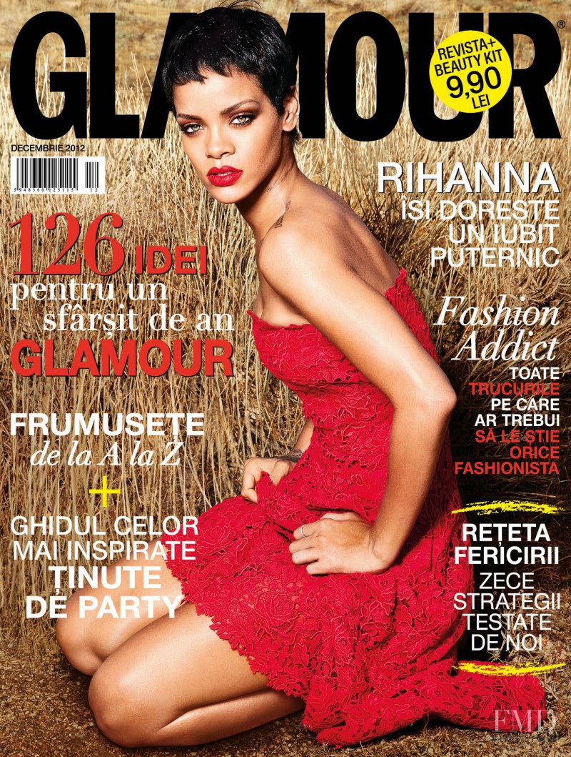 Rihanna featured on the Glamour Romania cover from December 2012