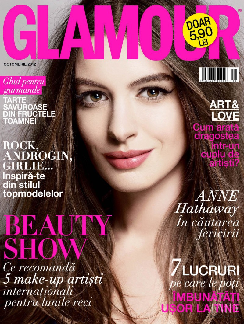 Anne Hathaway featured on the Glamour Romania cover from October 2012