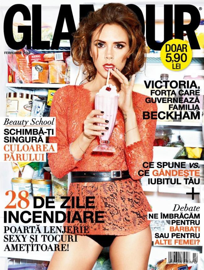 Victoria Beckham featured on the Glamour Romania cover from February 2013