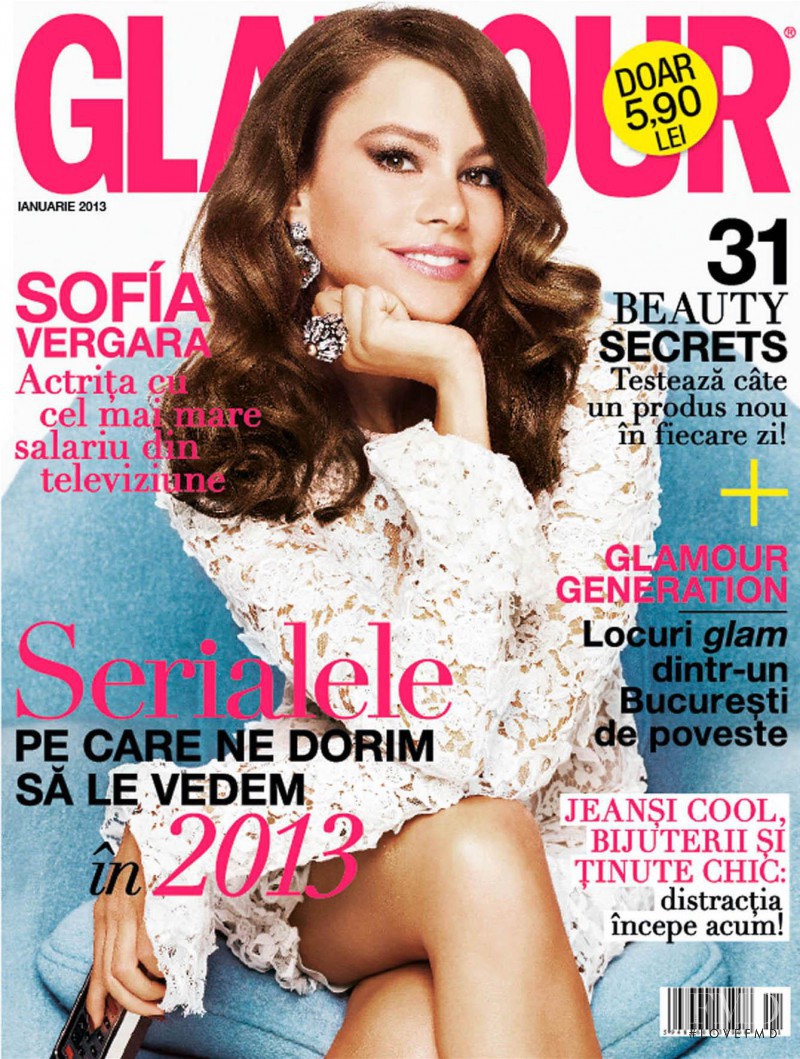 Sofia Vergara featured on the Glamour Romania cover from January 2013