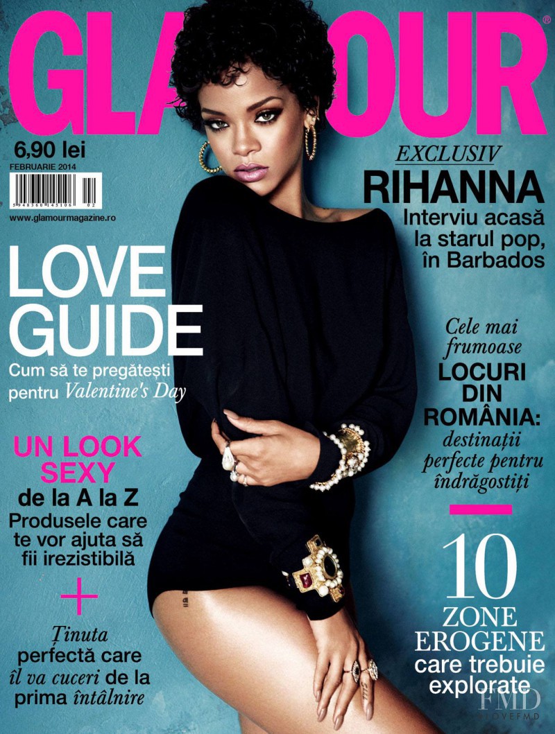 Rihanna featured on the Glamour Romania cover from February 2014