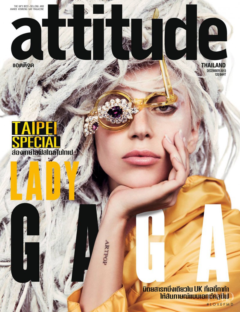 Lady Gaga featured on the Attitude Thailand cover from December 2013