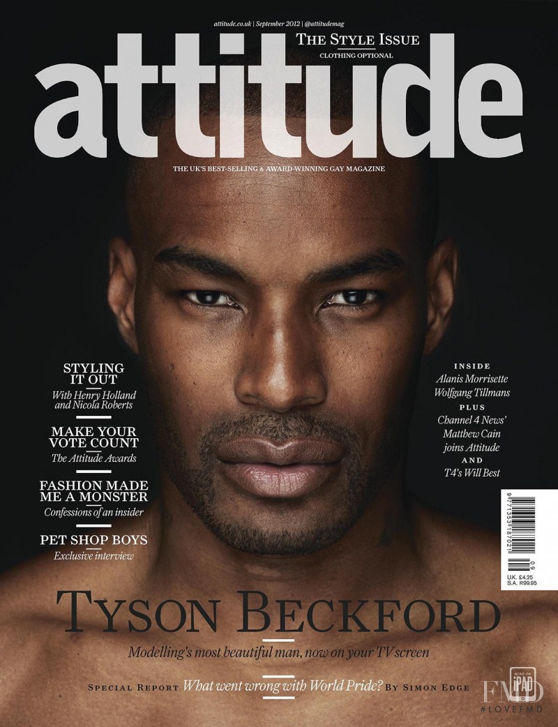 Tyson Beckford featured on the Attitude UK cover from September 2012