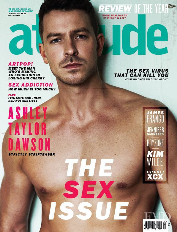 Ashley Taylor Dawson featured on the Attitude UK cover from January 2014