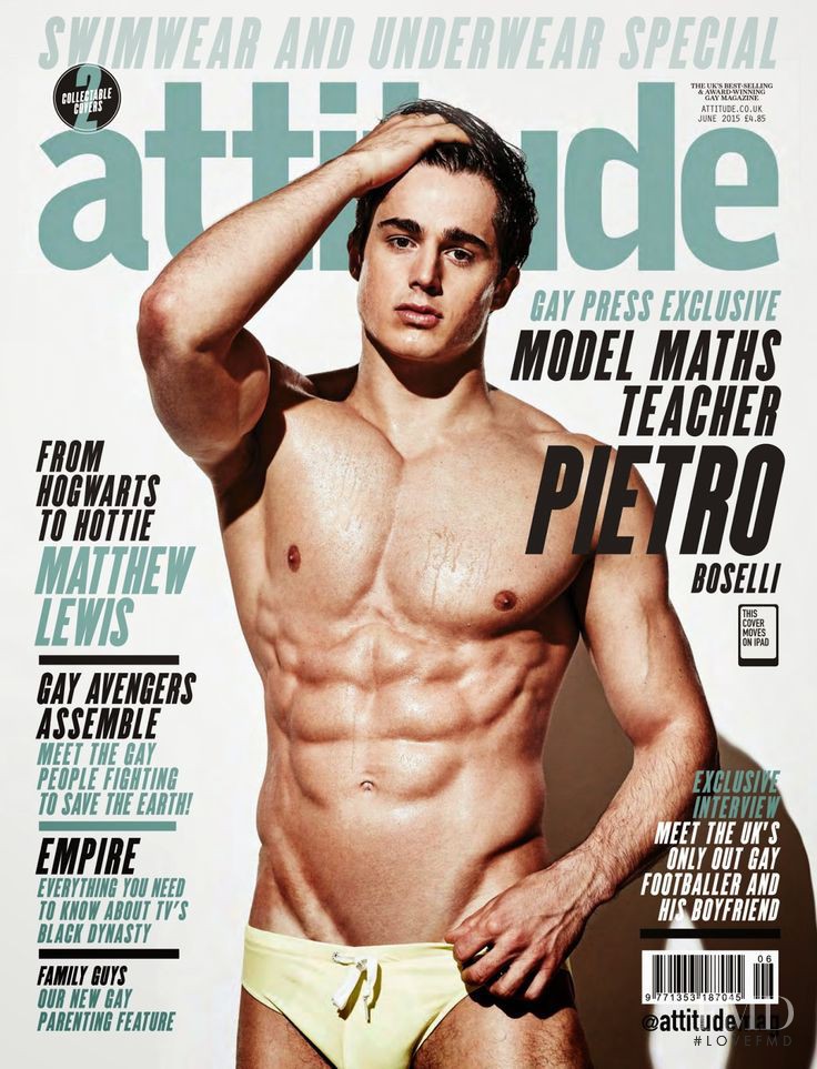  Pietro Boselli featured on the Attitude UK cover from June 2015
