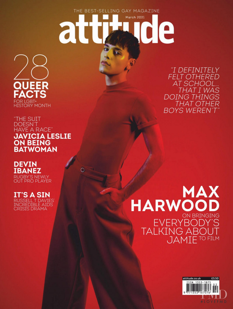 Max Harwood featured on the Attitude UK cover from March 2021