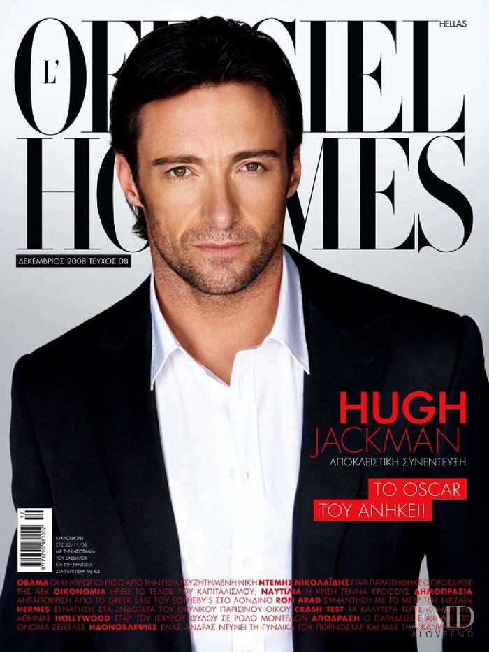 Cover of L'Officiel Hommes Greece with Hugh Jackman, December 2008 (ID ...