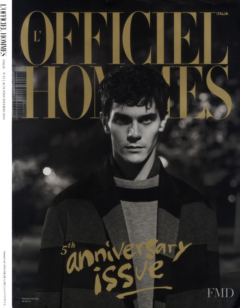Vincent Lacrocq featured on the L\'Officiel Hommes Italy cover from September 2014