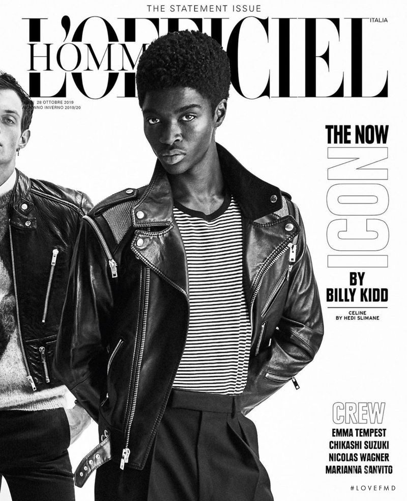 Alton Mason featured on the L\'Officiel Hommes Italy cover from October 2019